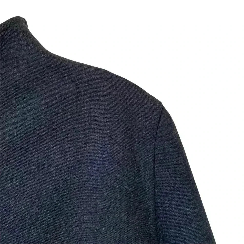 Lauren Ralph Lauren Gray Wool Jacket Blazer 6 Full Zip Mock Neck Vintage Classic - Picture 4 of 11